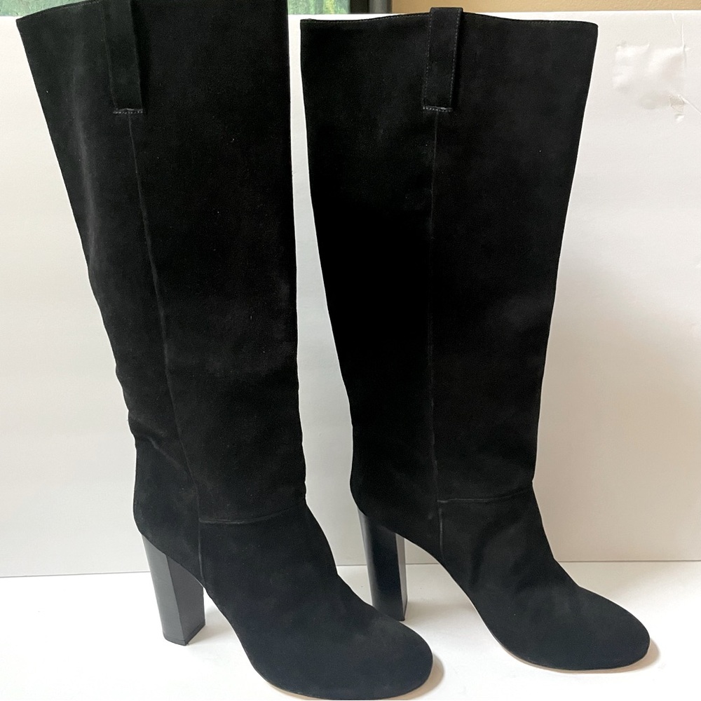 J Crew Tall Black Suede Boots Size 10